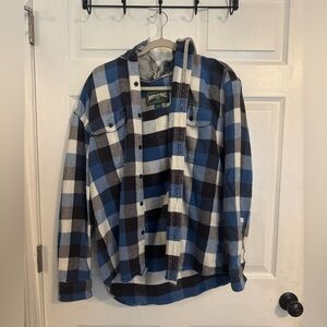 American Eagle Blue and White Plaid Shirt